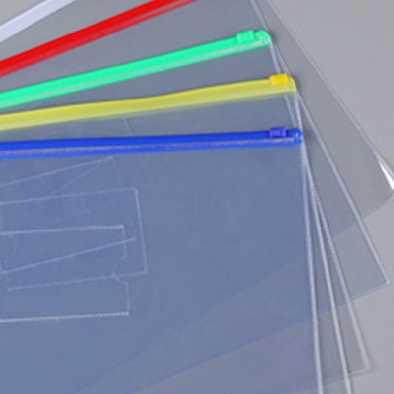 10pcs Transparent Zipper File Bags Colored A4 Document Holder Bills Storage Pouch for School Office (Red, Yellow, Blue, Green, White) - Image 3