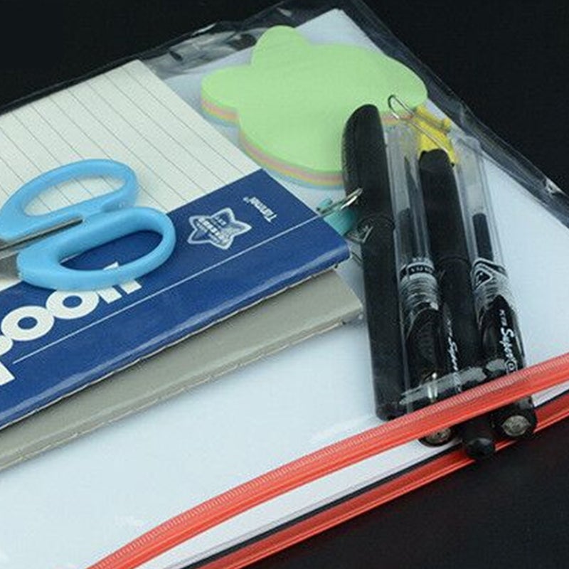10pcs Transparent Zipper File Bags Colored A4 Document Holder Bills Storage Pouch for School Office (Red, Yellow, Blue, Green, White) - Image 2