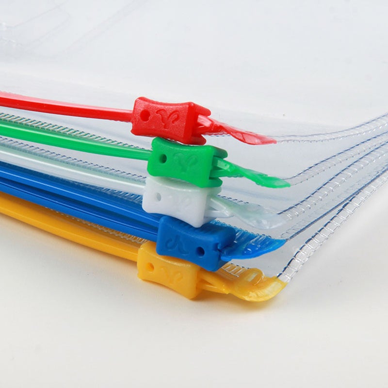 10pcs Transparent Zipper File Bags Colored A4 Document Holder Bills Storage Pouch for School Office (Red, Yellow, Blue, Green, White) - Image 5