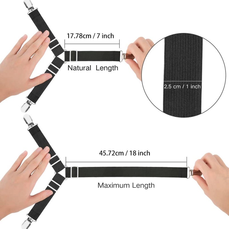 Foloda Bed Sheet Fasteners, 4 PCS Adjustable Triangle Elastic Suspenders Gripper Holder Straps Clip for Bed Sheets,Mattress Covers, Sofa Cushion - Image 3