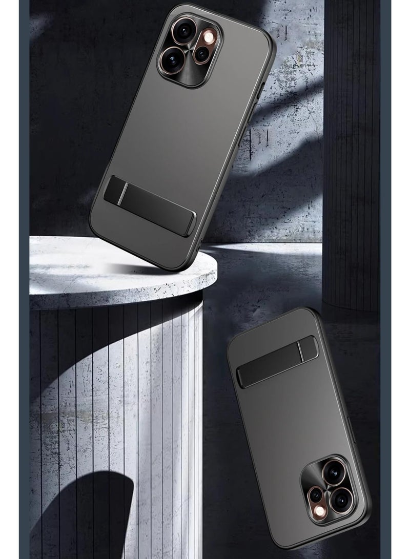 general Luxury Matte Case Compatible with OPPO Reno 15 Pro 5G, Full Coverage Anti-Shock Phone Cover Frosted Matel Protective Shell with Stand - Image 4