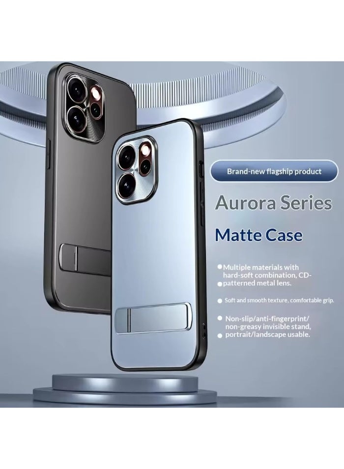 general Luxury Matte Case Compatible with OPPO Reno 15 Pro 5G, Full Coverage Anti-Shock Phone Cover Frosted Matel Protective Shell with Stand - Image 2