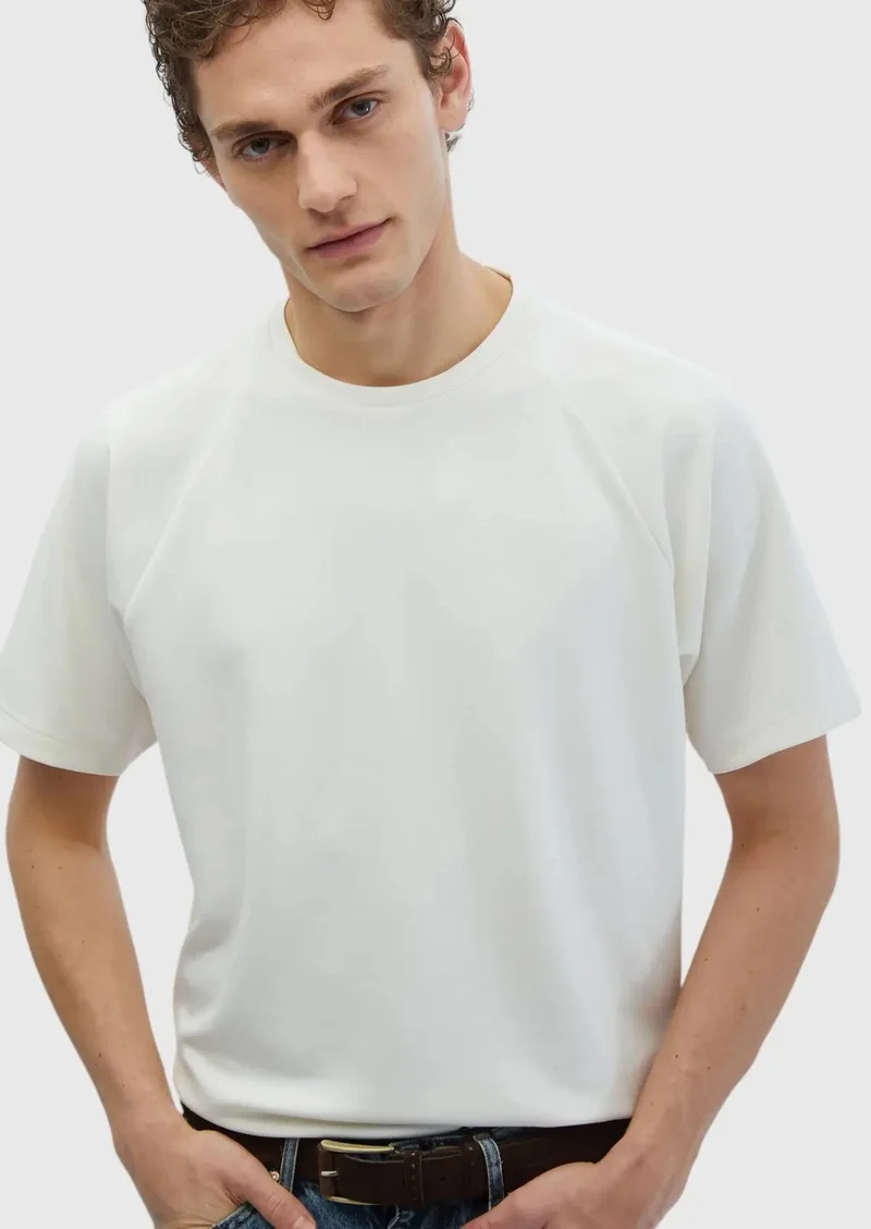 RAMSEY Ecru Crew Neck Plain Sweatshirt