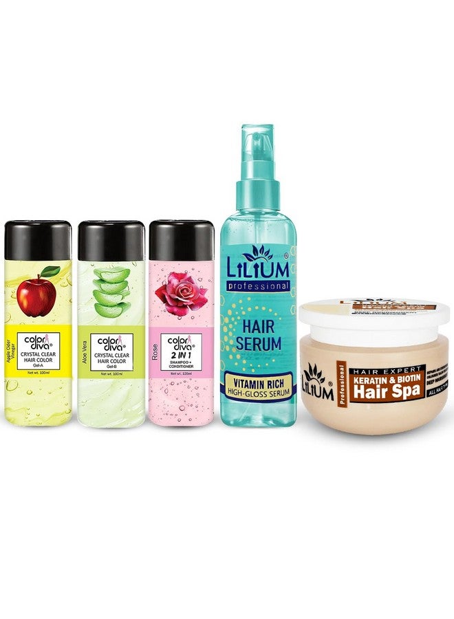 adbeni Hair Color Gel Apple Vinegar & Aloevera 300Ml Natural Black With Vitamin Rich Hair Serum 50Ml & Keratin & Biotin Hair Spa Cream 400Ml, Paraben Free, Complete Kit For Salon, For Men & Women - Image 1