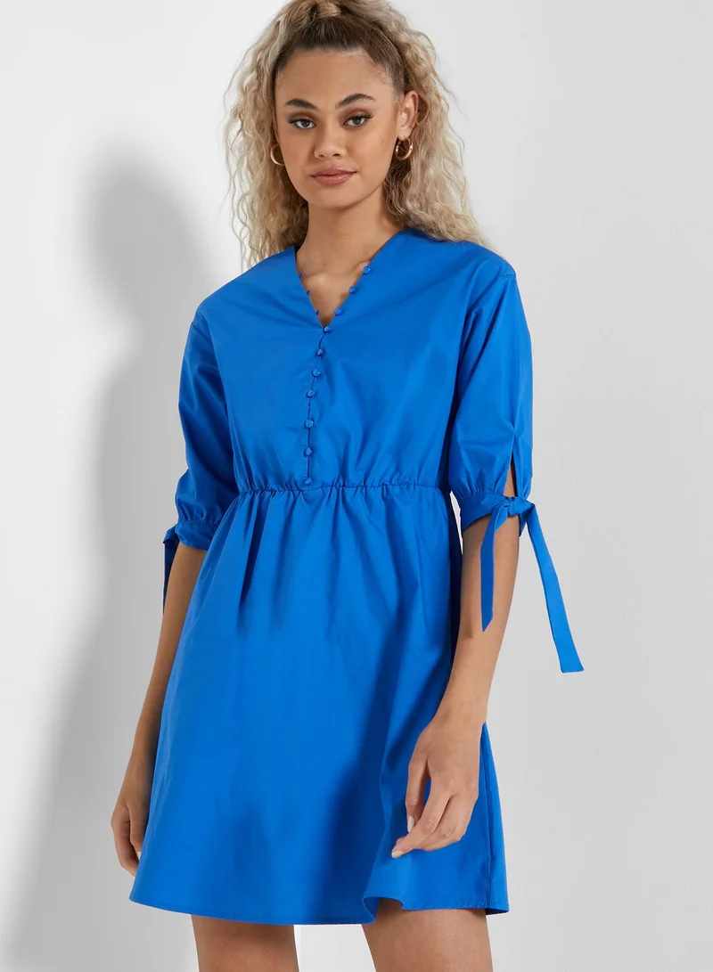Ginger Front Button Pleated Dress