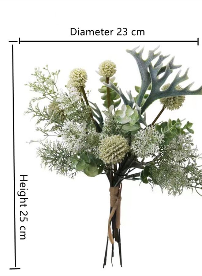 Kutis 2-Bouquet Artificial Antler Bouquet Wedding Bouquet Realistic Flower Green/White 23 x 25 Centimeter  - Image 5