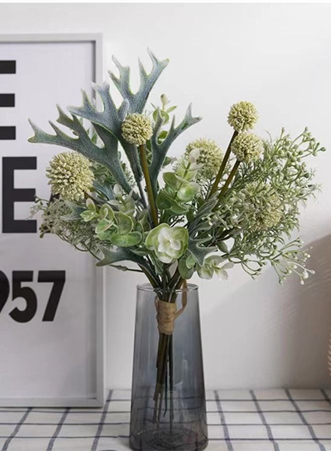 Kutis 2-Bouquet Artificial Antler Bouquet Wedding Bouquet Realistic Flower Green/White 23 x 25 Centimeter  - Image 3
