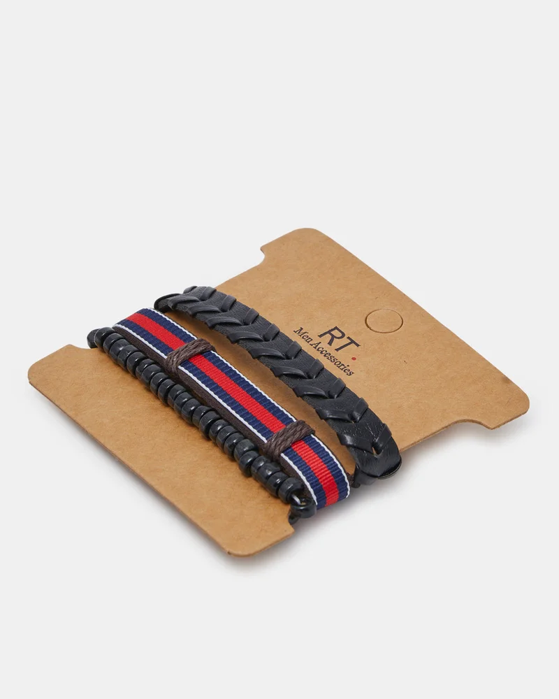 REDTAG Men Black 3-Piece Bracelet Set