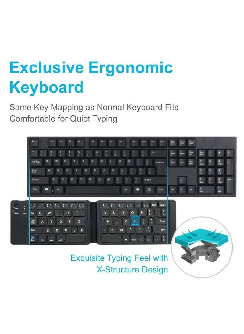 Generic - Black Foldable wireless keyboard portable Folding Rechargeable Pocket Size Slim Lightweight compatible with Iphone12 Pro Max/Tablet/SmartPhone/Smart TV/PC/Tablet(Android/iOS/Windows) - Image 1
