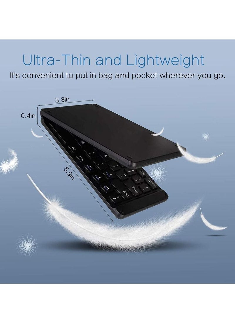 Generic - Black Foldable wireless keyboard portable Folding Rechargeable Pocket Size Slim Lightweight compatible with Iphone12 Pro Max/Tablet/SmartPhone/Smart TV/PC/Tablet(Android/iOS/Windows) - Image 1