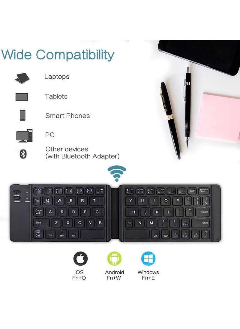 Generic - Black Foldable wireless keyboard portable Folding Rechargeable Pocket Size Slim Lightweight compatible with Iphone12 Pro Max/Tablet/SmartPhone/Smart TV/PC/Tablet(Android/iOS/Windows) - Image 1