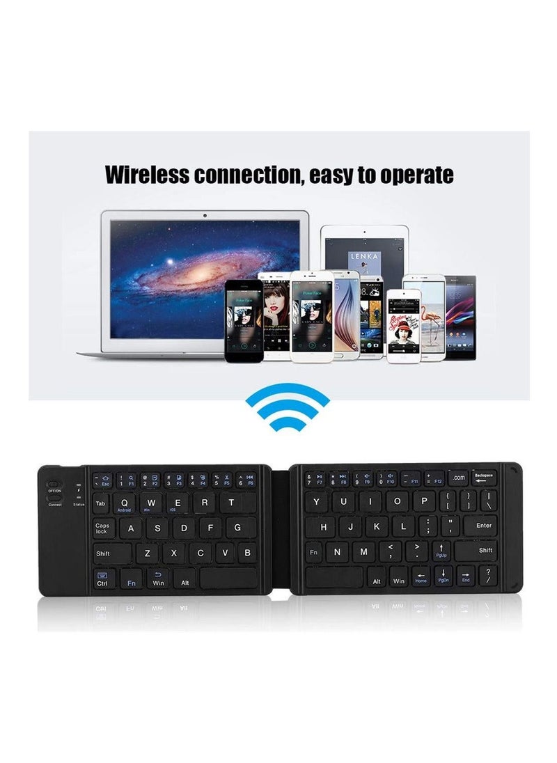 Generic - Black Foldable wireless keyboard portable Folding Rechargeable Pocket Size Slim Lightweight compatible with Iphone12 Pro Max/Tablet/SmartPhone/Smart TV/PC/Tablet(Android/iOS/Windows) - Image 1