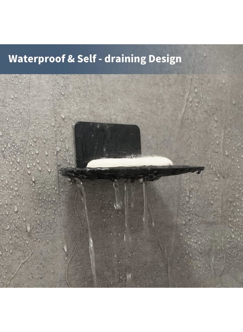 Barakah Shower Soap Holder, 2 Pcs Stainless Steel Self Adhesive Bar Soap Holder for Shower Wall, Bathroom, Wall Mounted Soap Dish, No-Drill Bar Soap Holder for Shower (Black) - Image 4