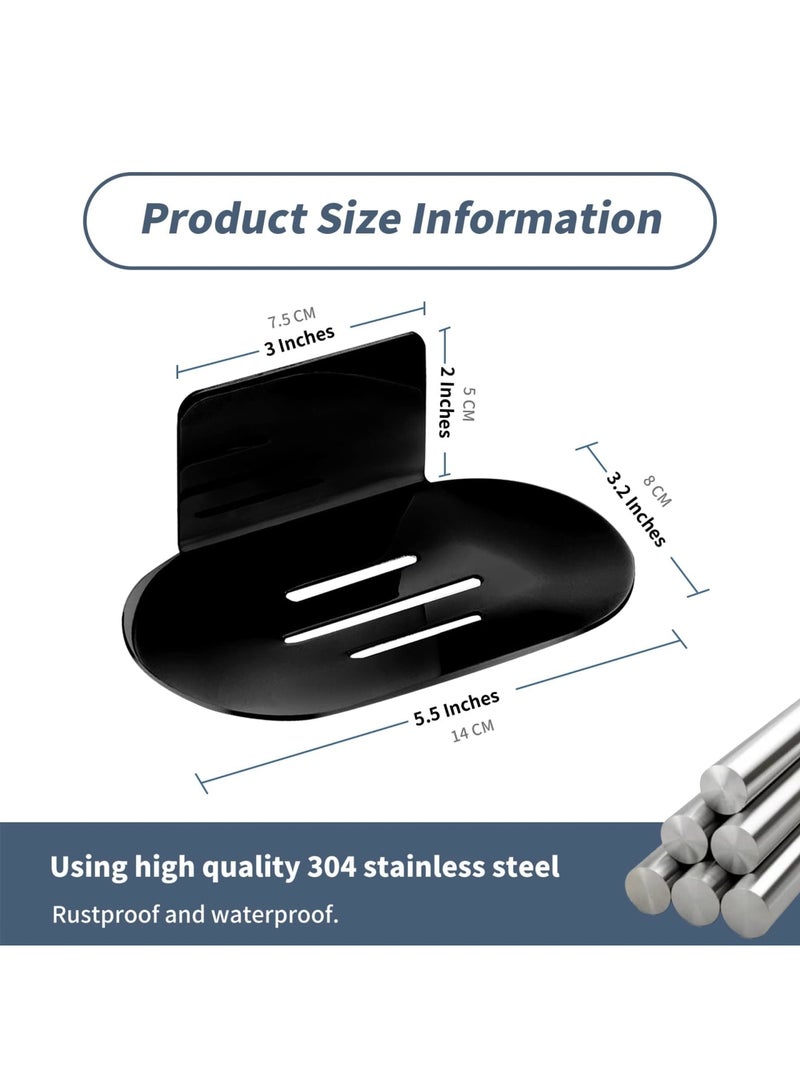 Barakah Shower Soap Holder, 2 Pcs Stainless Steel Self Adhesive Bar Soap Holder for Shower Wall, Bathroom, Wall Mounted Soap Dish, No-Drill Bar Soap Holder for Shower (Black) - Image 2
