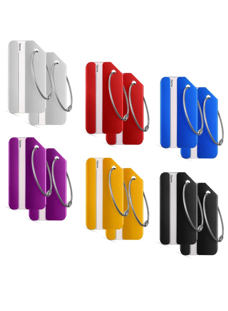 SOLARAE Luggage Tag, 12PCS Business Card Holder Aluminum Metal Travel ID Bag Tag, Suitcase Luggage Tag for Travel Luggage ID with Waterproof Information Card Stock and Wire Loop - Image 1