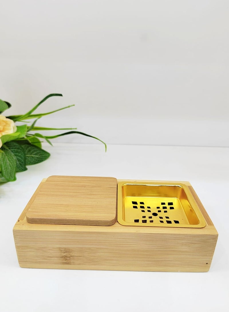 Bakhoor Burner Beautiful Design Wooden  Incense Burner With Cover Storage Bowl Damanhoor  - Image 1