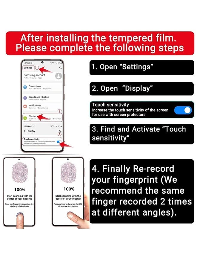 Tersely [3+3 Pack] T Tersely 9H Tempered Glass Screen Protector for Samsung Galaxy S25 Ultra 5G, with Installation Alignment Frame Support Fingerprint Unlock Anti-Scratch Film Screen Protector  - Image 3