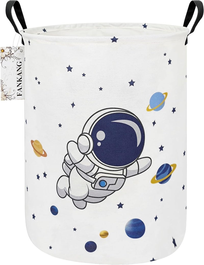 FANKANG Storage Basket, Nursery Hamper Canvas Laundry Basket Foldable with Waterproof PE Coating Large Storage Baskets for Kids Boys and Girls, Office, Bedroom, Clothes,Toys(Astronaut) - Image 1