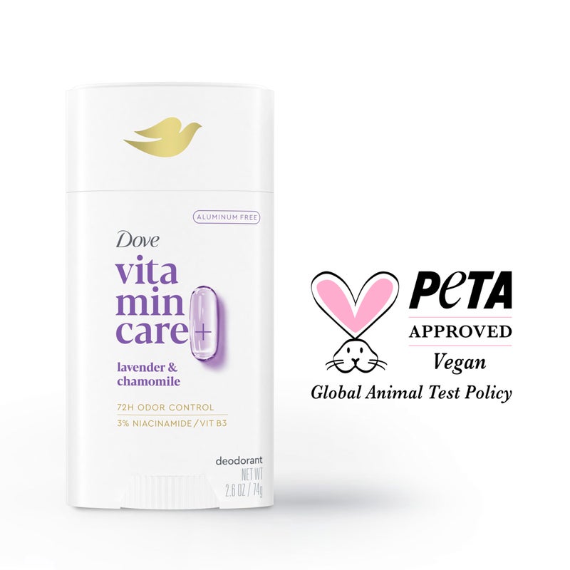 Dove دوف فيتامين كير+ مزيل عرق خالي من الألمنيوم لحماية من الروائح لمدة 72 ساعة برائحة اللافندر والبابونج مزيل عرق قابل للتنفس للنساء 2.6 أونصة - Image 4