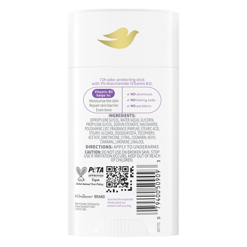 Dove دوف فيتامين كير+ مزيل عرق خالي من الألمنيوم لحماية من الروائح لمدة 72 ساعة برائحة اللافندر والبابونج مزيل عرق قابل للتنفس للنساء 2.6 أونصة - Image 2