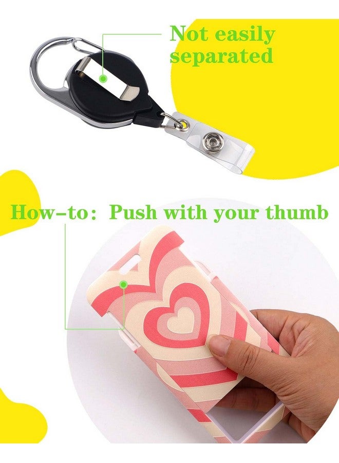 DMLSKY Pink Lanyard Badge Holder Retractable Reel Clip for Women Girls Aesthetic Heart Lanyards for ID Badges Keychain Keys - Image 2