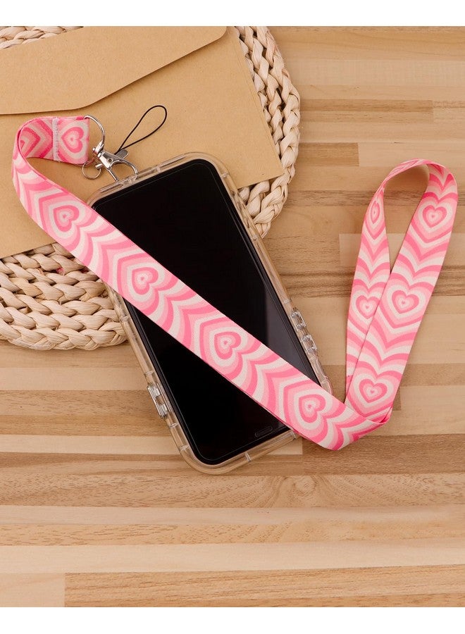 DMLSKY Pink Lanyard Badge Holder Retractable Reel Clip for Women Girls Aesthetic Heart Lanyards for ID Badges Keychain Keys - Image 5