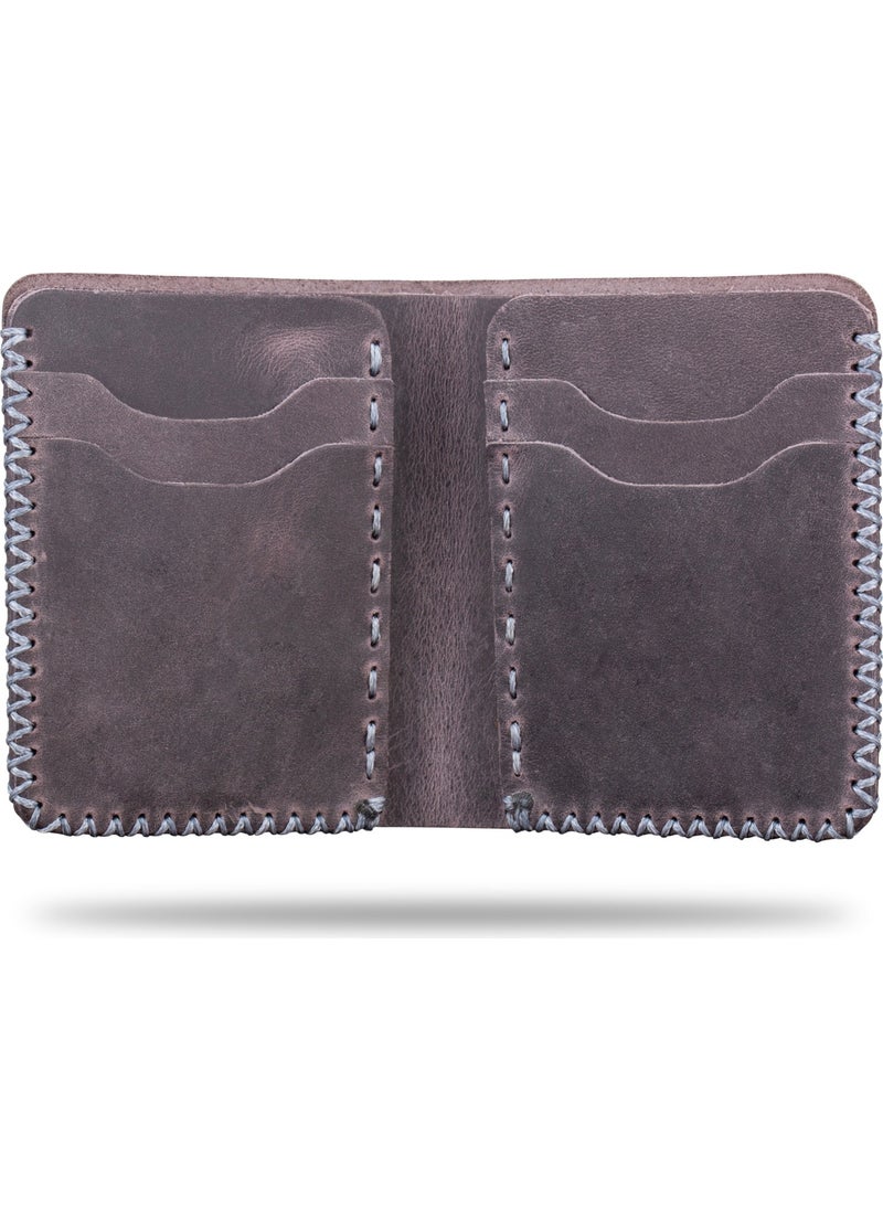 Vagave Khaki Leather Handmade Premium Wallet Card Holder Men's Wallet Gray  - Image 3