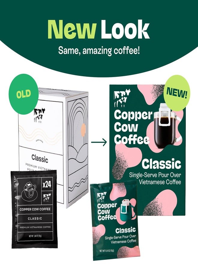 Copper Cow Coffee أكياس قهوة كوبر كاو الفيتنامية المقطرة + كريمة الحليب المكثف المحلى (٨ أنواع قهوة و٨ أنواع كريمة حليب) | لاتيه أسود كلاسيكي، لا حاجة للتبريد، قهوة مطحونة مناسبة للسفر - Image 3