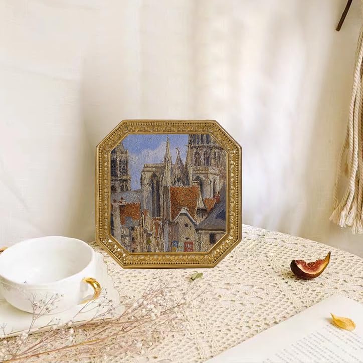 SIKOO Antique Picture Frame 4x4 Vintage Picture Frame Small Ornate Frame, 4X4 Square Gold Picture Frame, Antique Wall Decor Storage transit efficiency build - Image 3