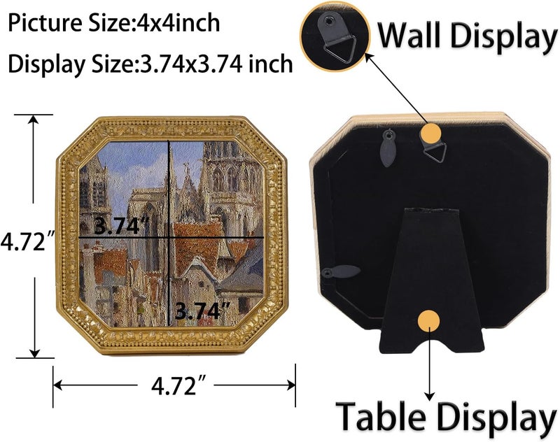 SIKOO Antique Picture Frame 4x4 Vintage Picture Frame Small Ornate Frame, 4X4 Square Gold Picture Frame, Antique Wall Decor Storage transit efficiency build - Image 2
