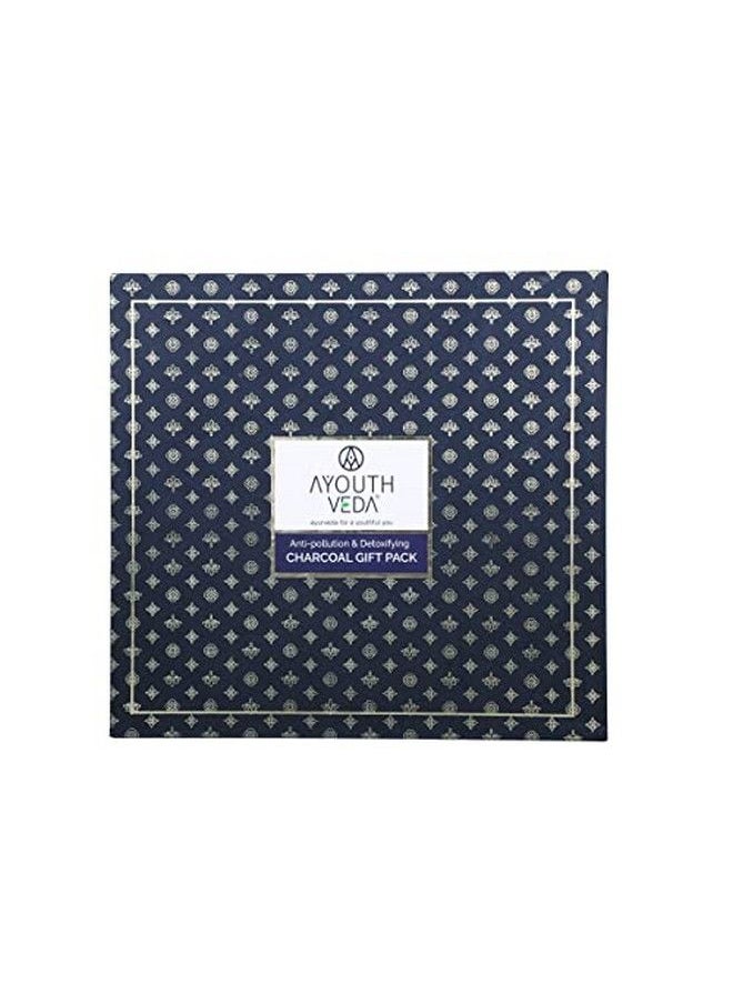 AYOUTHVEDA Antipollution & Detoxifying Charcoal Gift Set Activated Charcoal Face Wash Charcoal & Coffee Face Serum Sheet Mask Charcoal Detox Castile Soap Ocean Dew Mist Sun Turn Cream Spf 30  - Image 1