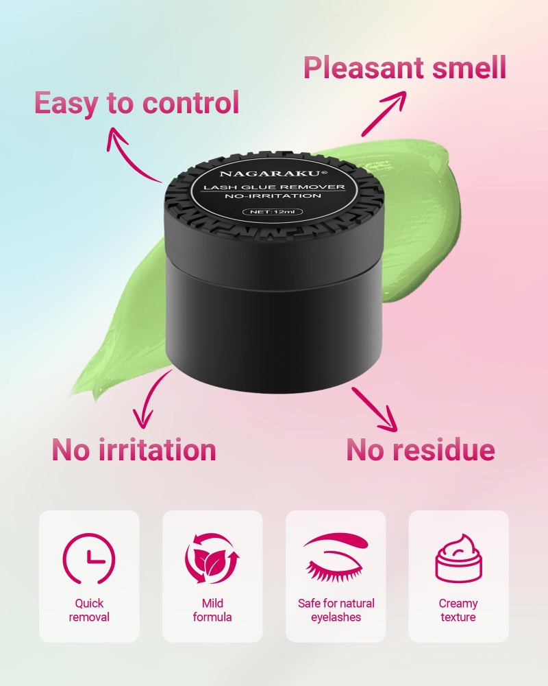 NAGARAKU Eyelash Extensions Glue Remover Cream Paste 12ml Mild No Stimulation Fruit Fragrance Adhesive Removing Supplies Professional for Salon - Image 2
