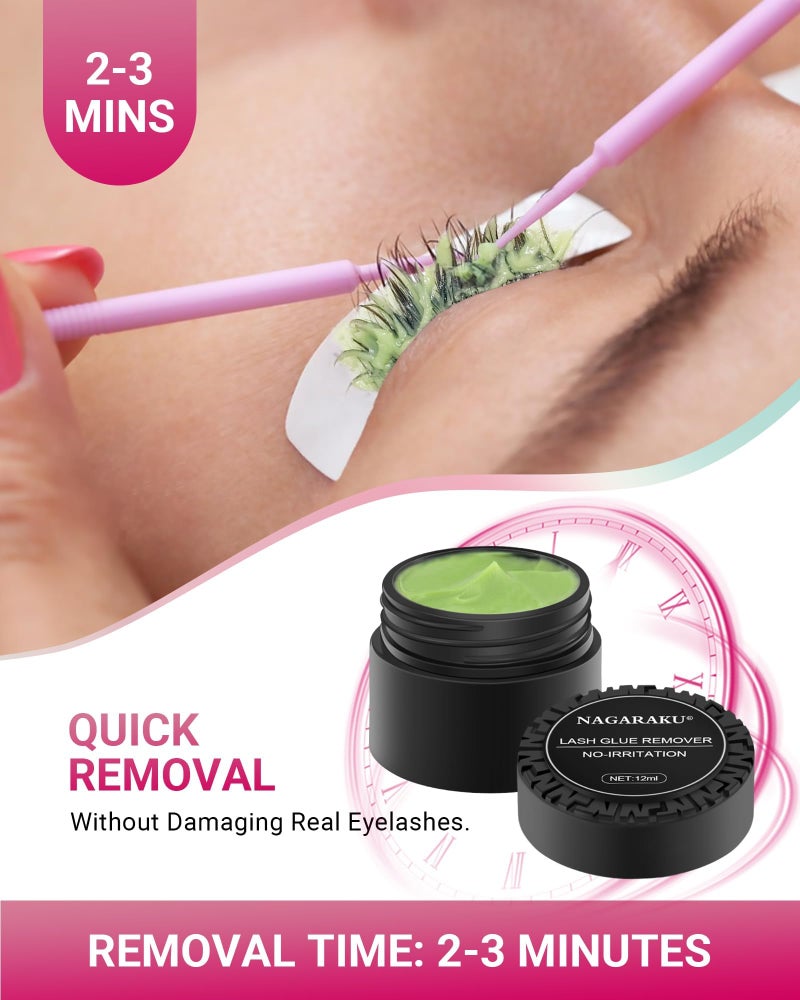 NAGARAKU Eyelash Extensions Glue Remover Cream Paste 12ml Mild No Stimulation Fruit Fragrance Adhesive Removing Supplies Professional for Salon - Image 4