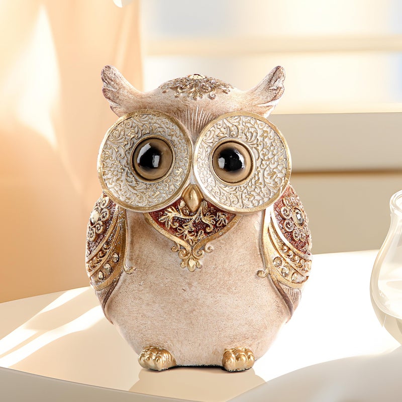 Smadeer Owl statue for home decoration,Owl decor for shelf bookshelf office table desk indoor decor accents,Adorable big eye owl statues and sculptures,Animal owl gift for bird lover,Cute Owl figurine - Image 1
