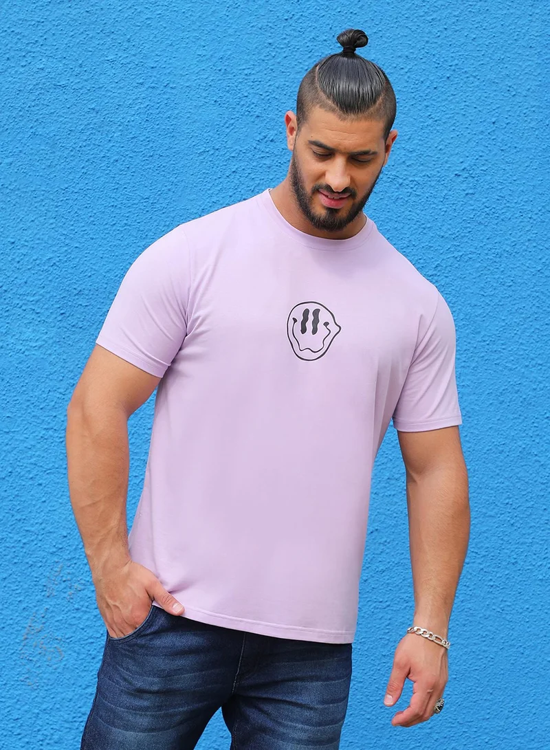 Instafab Plus Instafab Plus Men's Lavender Not In The Mood T-Shirt For Casual Wear | Crew Neck | Short Sleeve | Pull On Closure | T-Shirt Crafted With Comfort Fit For Everyday Wear