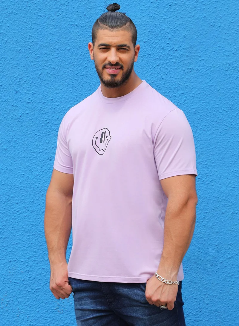 Instafab Plus Instafab Plus Men's Lavender Not In The Mood T-Shirt For Casual Wear | Crew Neck | Short Sleeve | Pull On Closure | T-Shirt Crafted With Comfort Fit For Everyday Wear