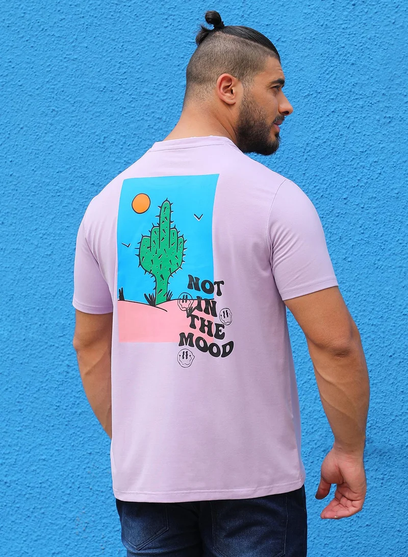 Instafab Plus Instafab Plus Men's Lavender Not In The Mood T-Shirt For Casual Wear | Crew Neck | Short Sleeve | Pull On Closure | T-Shirt Crafted With Comfort Fit For Everyday Wear