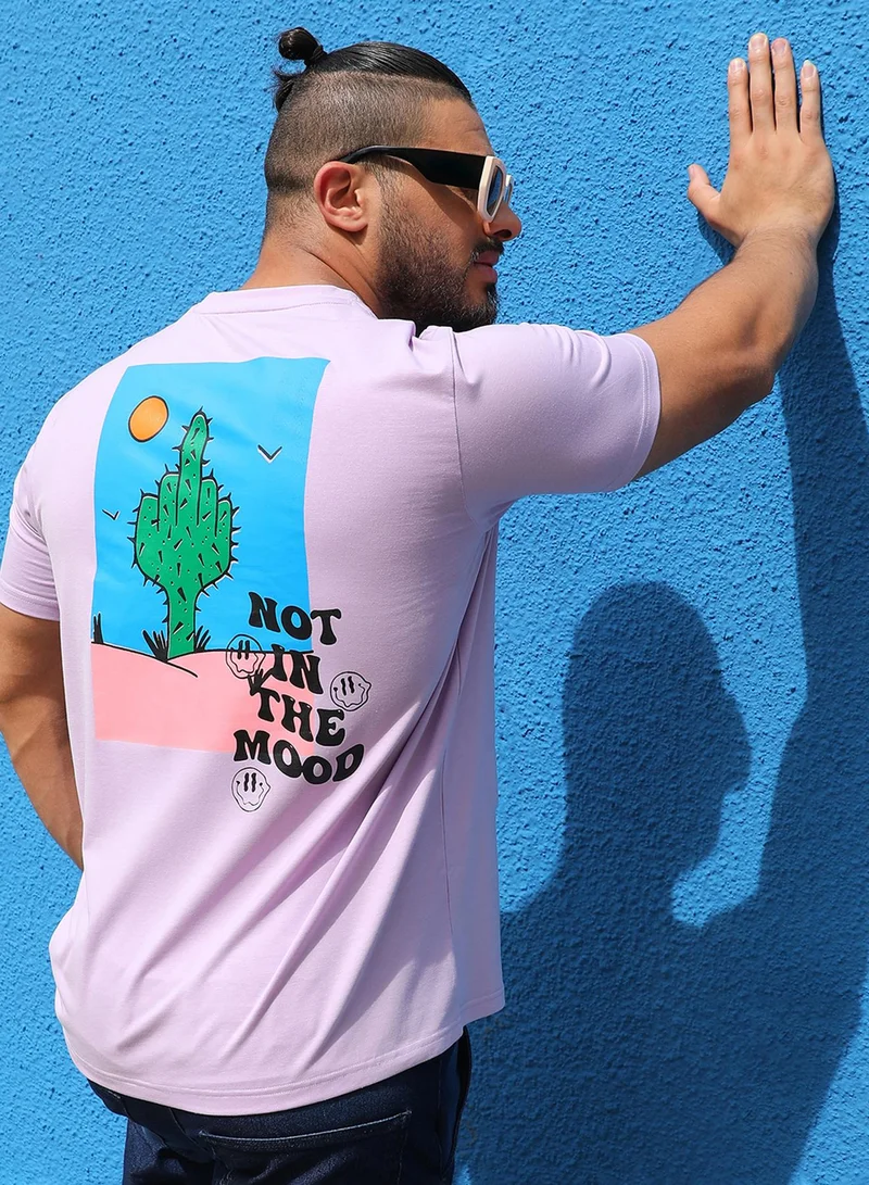 Instafab Plus Instafab Plus Men's Lavender Not In The Mood T-Shirt For Casual Wear | Crew Neck | Short Sleeve | Pull On Closure | T-Shirt Crafted With Comfort Fit For Everyday Wear