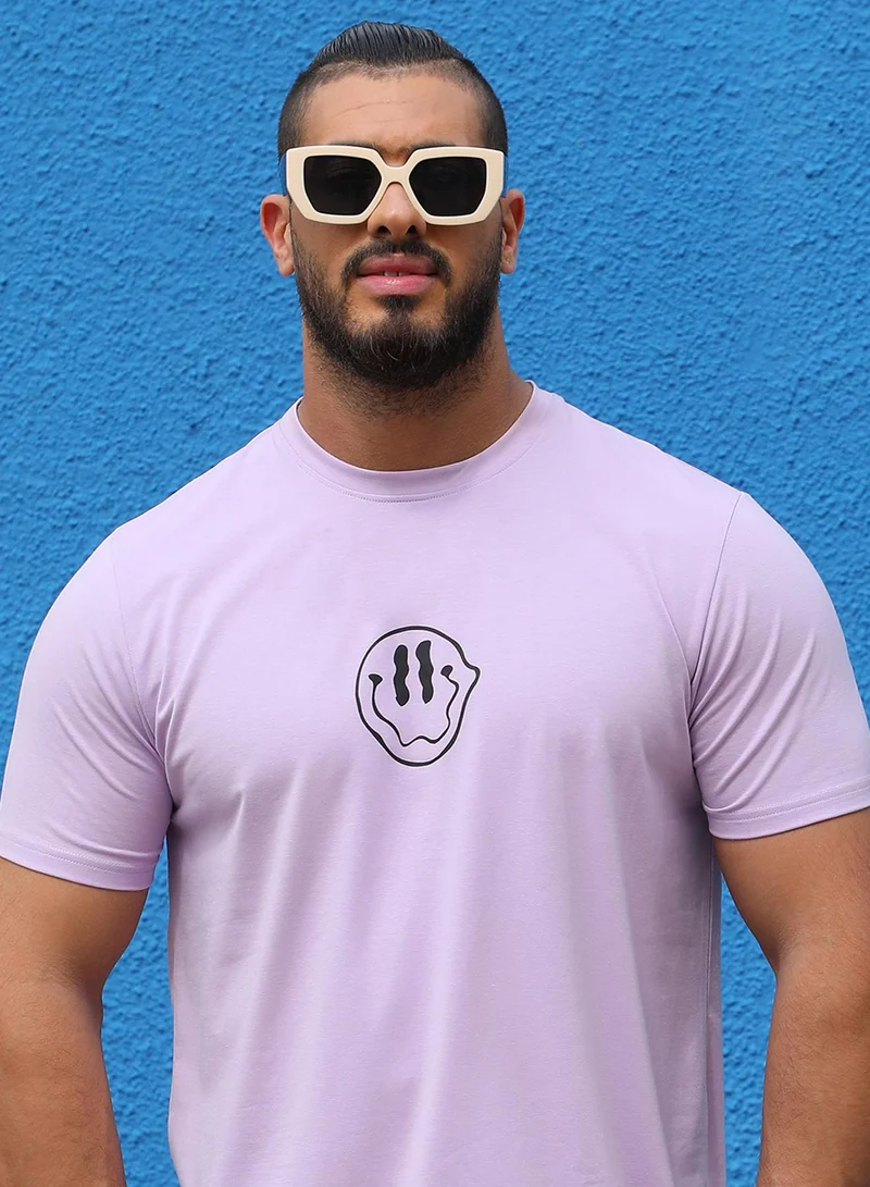 Instafab Plus Instafab Plus Men's Lavender Not In The Mood T-Shirt For Casual Wear | Crew Neck | Short Sleeve | Pull On Closure | T-Shirt Crafted With Comfort Fit For Everyday Wear