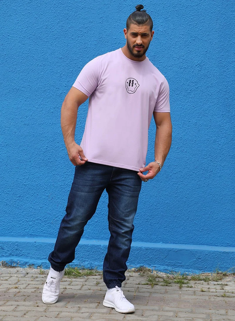Instafab Plus Instafab Plus Men's Lavender Not In The Mood T-Shirt For Casual Wear | Crew Neck | Short Sleeve | Pull On Closure | T-Shirt Crafted With Comfort Fit For Everyday Wear
