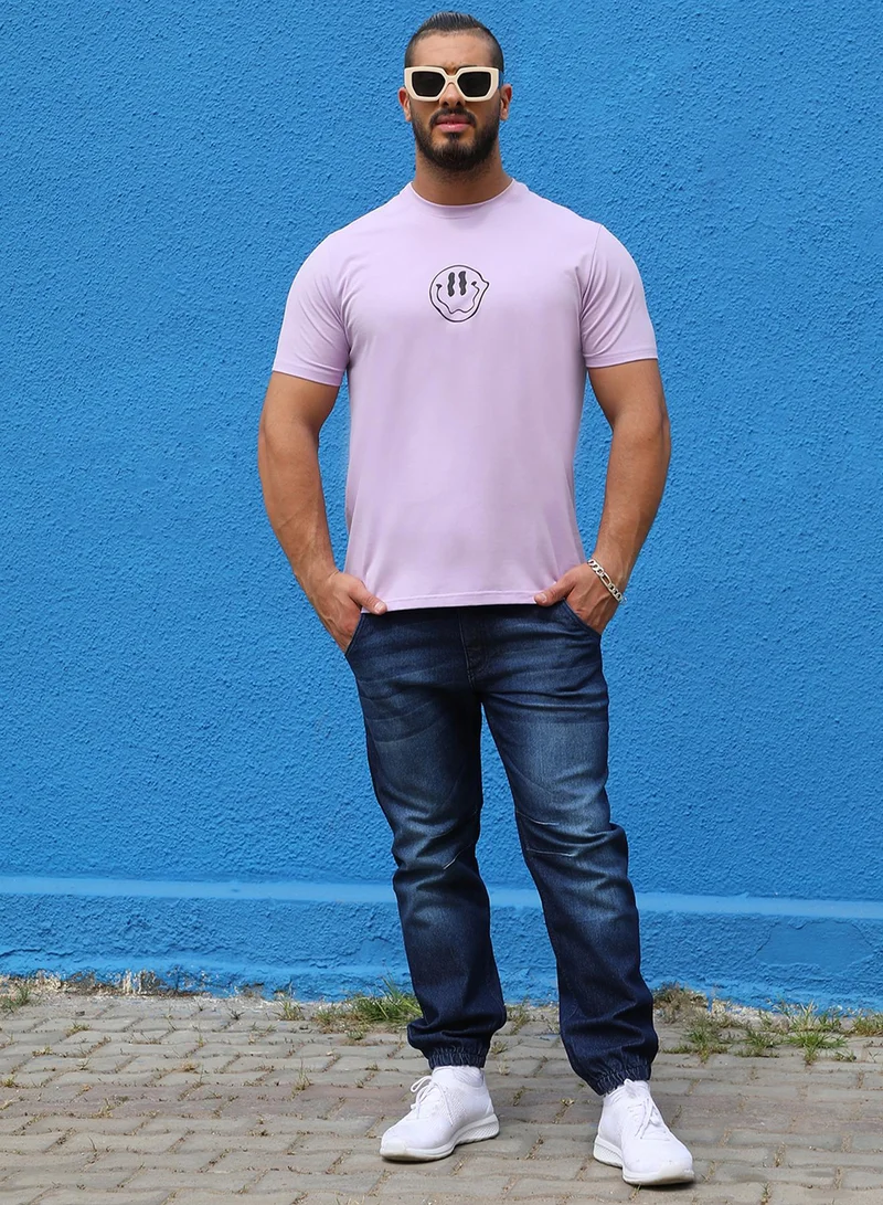Instafab Plus Instafab Plus Men's Lavender Not In The Mood T-Shirt For Casual Wear | Crew Neck | Short Sleeve | Pull On Closure | T-Shirt Crafted With Comfort Fit For Everyday Wear