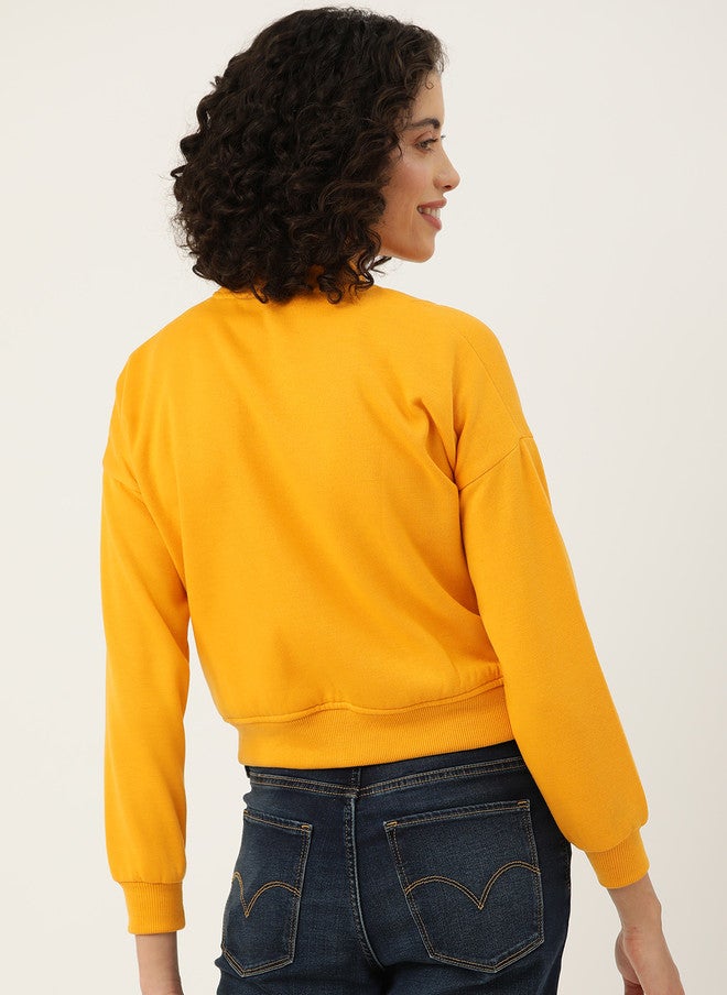 Rue Collection Fleece Sweatshirt for Women in Yellow - Image 4