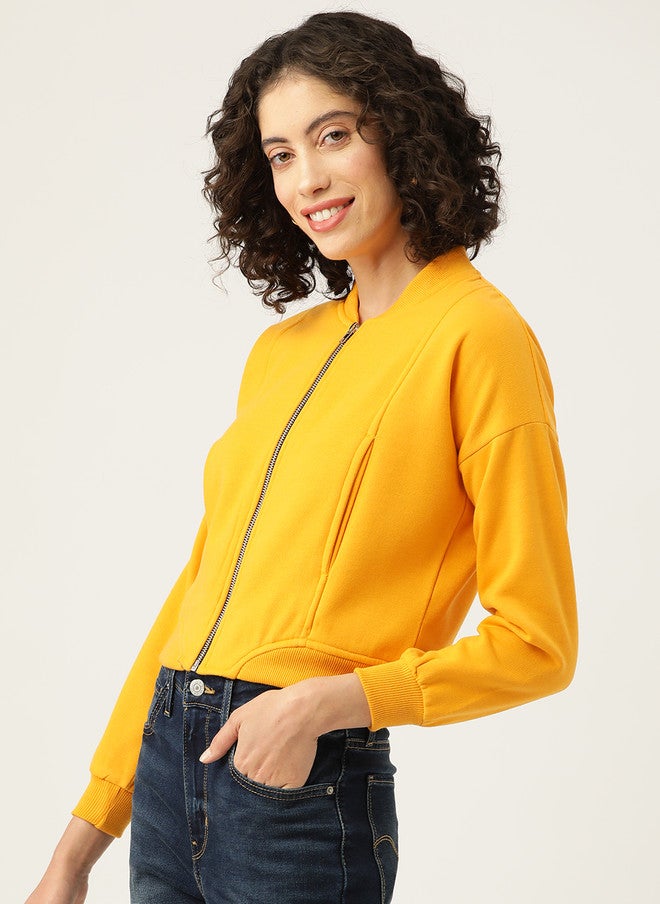 Rue Collection Fleece Sweatshirt for Women in Yellow - Image 3