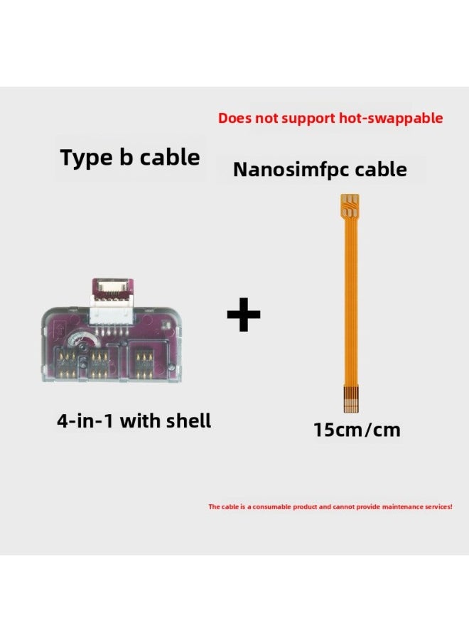 Generic - External Nano SIM Card Reader Writer USB 2.0 Horizontal Vertical Extended Mini SIM Card Activation Tool For Android Phones-Color:One Piece Of Four-in-one B Cable With Shell - Image 1