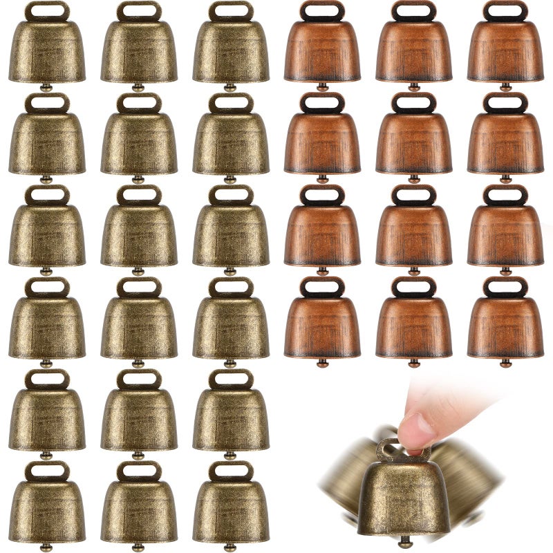 40 Pcs Small Brass Bells for Cow Horse Sheep 2 Colors Copper Bronze Cattle Goat Farm Animal Bells for Dogs Collar Long DistanceClassic Style