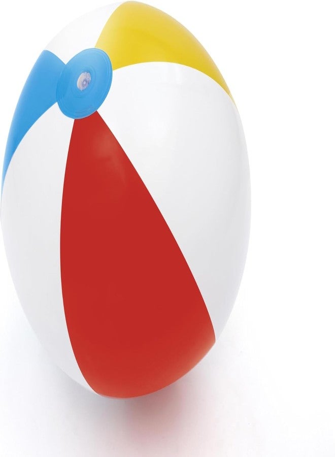 كرة شاطئ قابلة للنفخ من KinderTales® مقاس 61 سم - متعة صيفية كبيرة الحجم، مصنوعة من مادة PVC المتينة، سهلة النفخ والتفريغ، بتصميم قوس قزح، لعبة مناسبة للمسبح والشاطئ للأطفال الصغار والكبار - Image 3