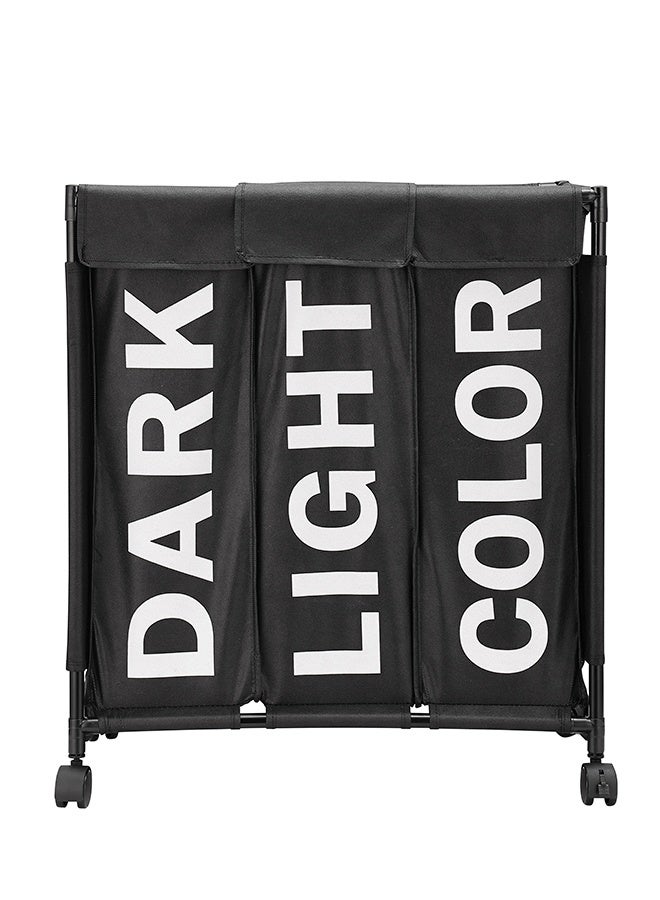 LAWAZIM 123L Laundry Basket - 60x33x62cm Black - 3 Section Large Laundry Sorter Cart with Lockable Wheels and Fold-Over Cover - Ideal for Sorting Clothes in Bathrooms, Bedrooms, and Laundry Rooms - Image 5