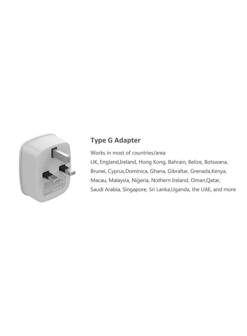 تيسان محول سفر TESSAN بمقبس بريطاني ومنفذي شحن USB، من النوع G إلى مقبس تيار متردد أمريكي واحد، 100-250 فولت، محول سفر 3 في 1 لإنجلترا، أيرلندا، هونغ كونغ، سنغافورة، الإمارات العربية المتحدة، ماليزيا، قطر، كينيا، وغيرها - Image 3