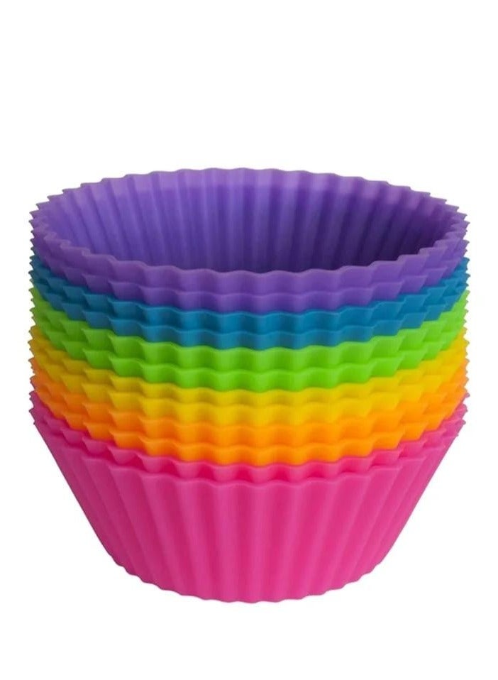 12-piece cupcake and muffin mold set  Muffin mold set  12-piece cupcake molds  Multi-color muffin molds  Cupcake baking set  Silicone cake molds  Mini baking molds  Heat-resistant molds  Oven muffin molds  Cake and muffin mold set  Durable cupcake molds  Silicone mold set  Baking tools for cupcakes  Colored muffin molds  Small cake molds  Easy-to-clean molds  Silicone cupcake molds  Mini cake set  Assorted mold set  Kitchen baking tools - Image 1