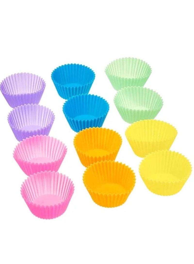12-piece cupcake and muffin mold set  Muffin mold set  12-piece cupcake molds  Multi-color muffin molds  Cupcake baking set  Silicone cake molds  Mini baking molds  Heat-resistant molds  Oven muffin molds  Cake and muffin mold set  Durable cupcake molds  Silicone mold set  Baking tools for cupcakes  Colored muffin molds  Small cake molds  Easy-to-clean molds  Silicone cupcake molds  Mini cake set  Assorted mold set  Kitchen baking tools - Image 2